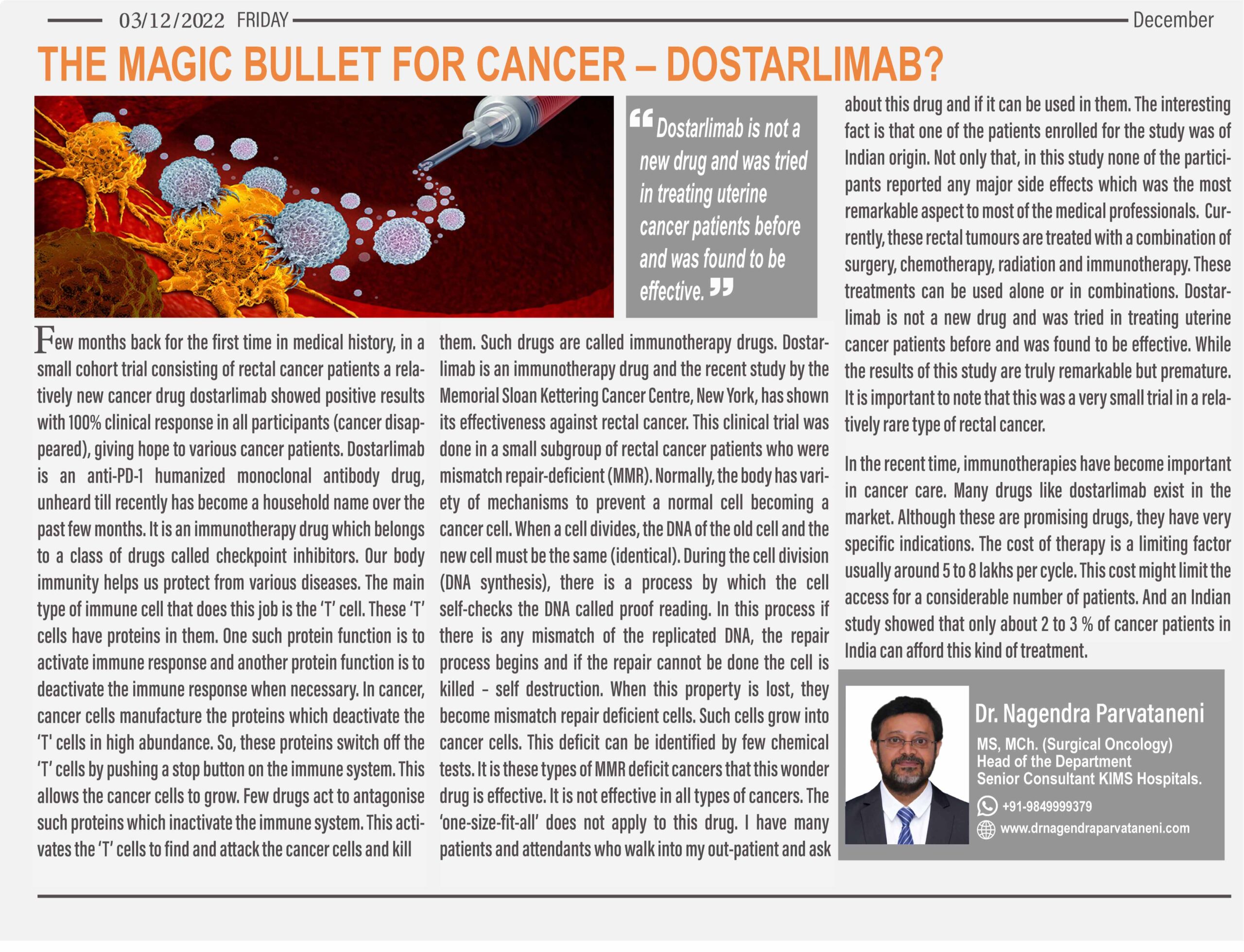 best oncologist | Dr Nagendra